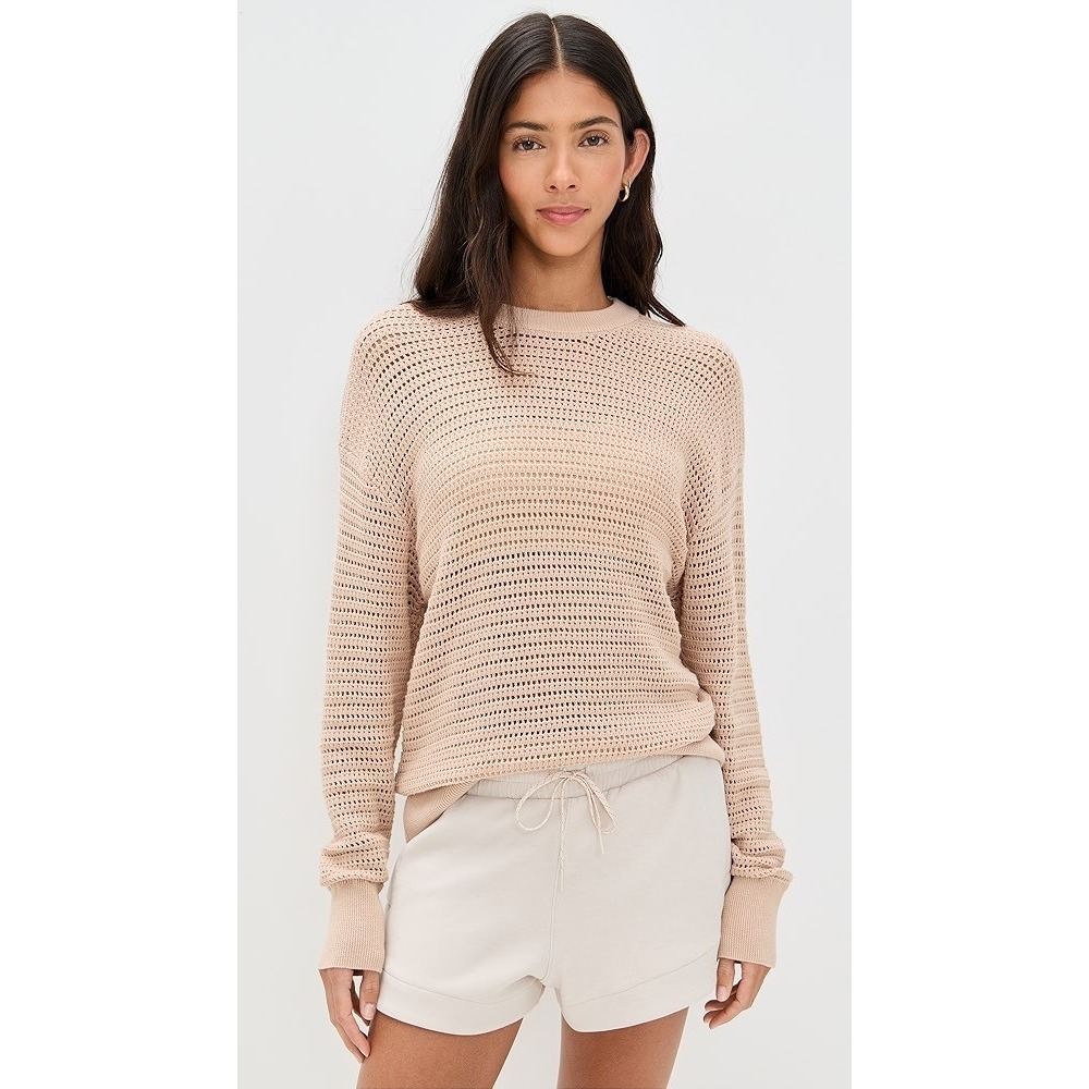 Varley Womens Kershaw Sweater Size M Moonlight Long Sleeve Open Knit Y2K Crochet